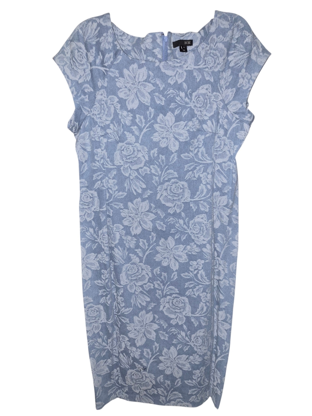 Ice Light Blue Floral Midi Sheath Dress